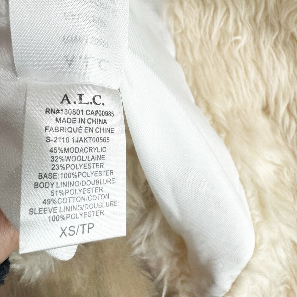 A.L.C. Faux Shearling Winston Hooded Toggle Closure Coat Cream Size XS NWT - Picture 9 of 15